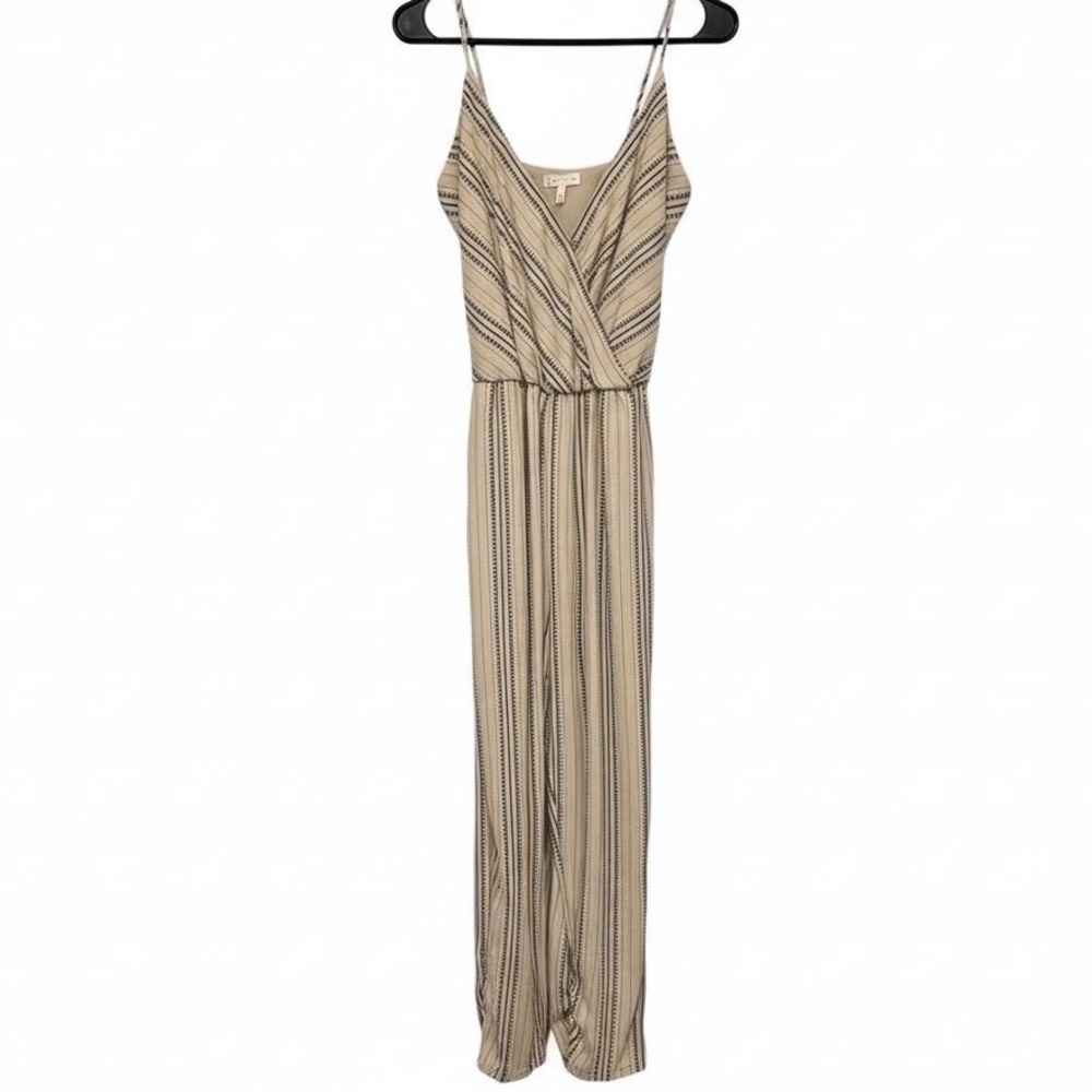 LEITH WOMENS beige Jumpsuit relaxed one small spaghetti strapped boho miltered - Picture 2 of 10
